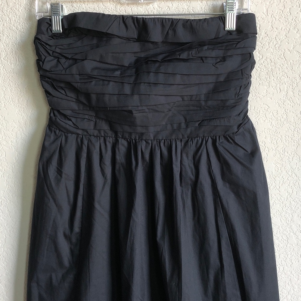 NWT Abercrombie and Fitch Strapless Midi Dress Black Poplin Pleated Ruched - Picture 3 of 15